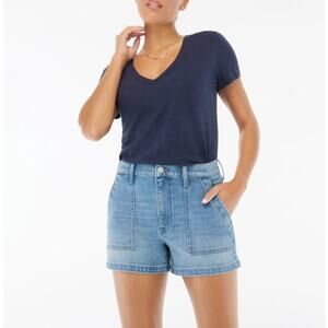 J.Crew Utility Denim Short Womens 29 Skyler Wash Blue High Rise Stretch Zip Fly